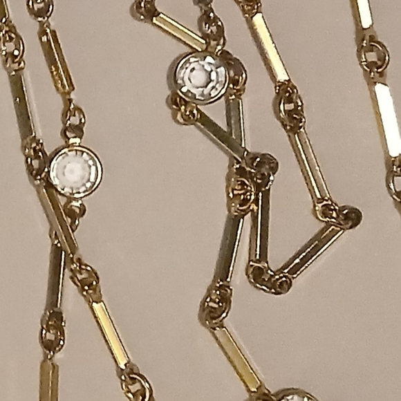 Gold Necklace with Crystal Accents - Picture 2 of 3